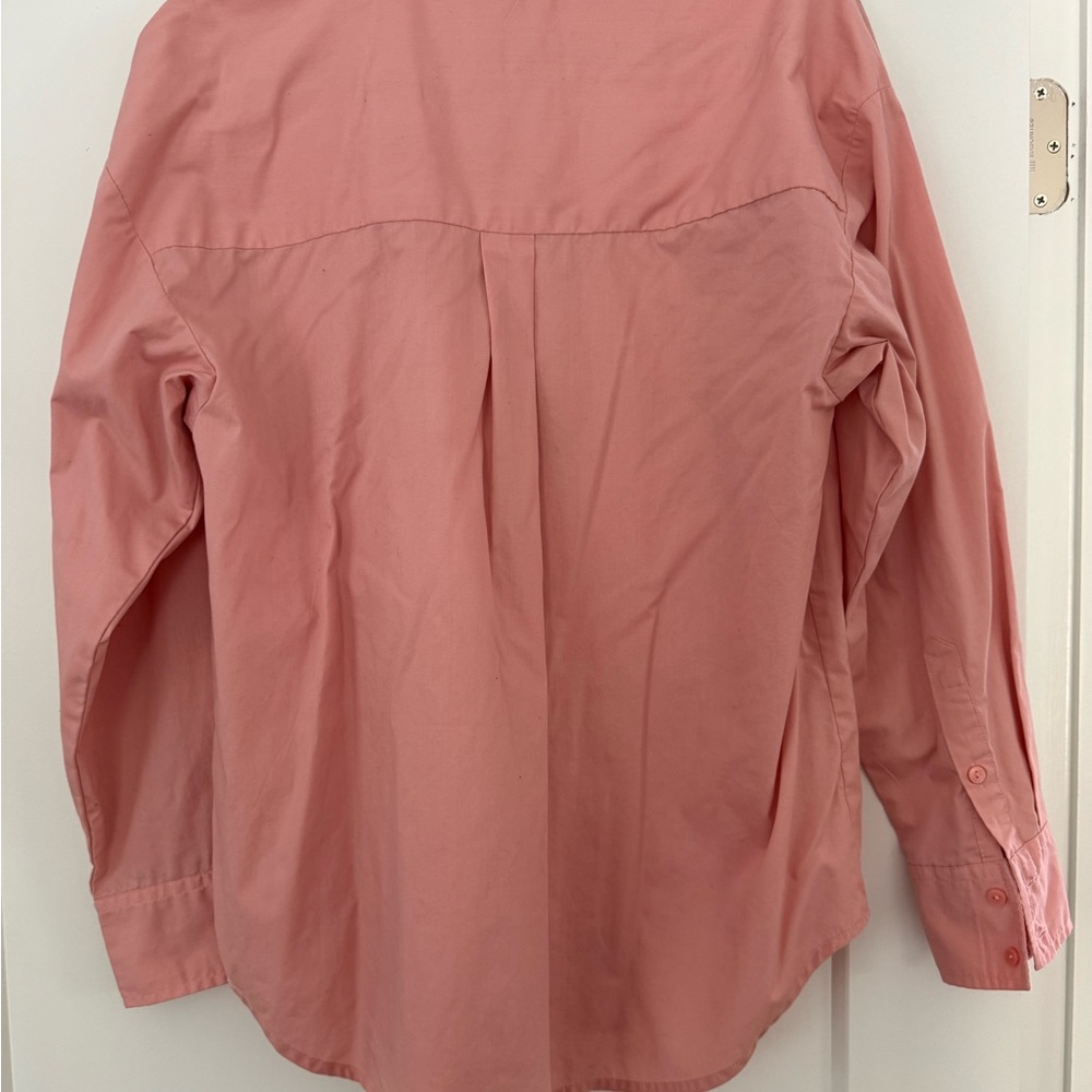Abercrombie & Fitch Oversized Poplin ButtonDown Shirt Women’s Size S Salmon Pink - Picture 4 of 5